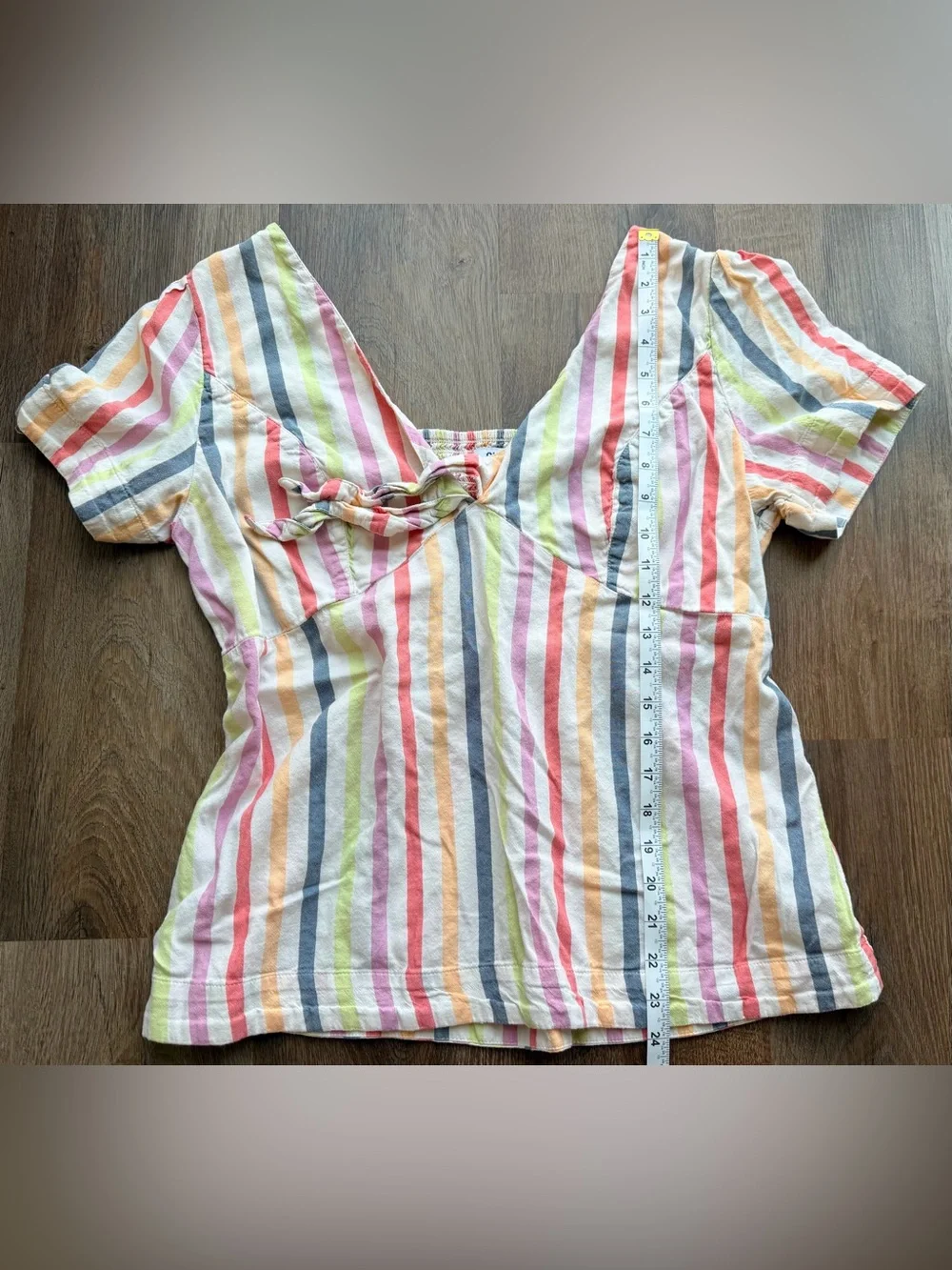 OLD NAVY | Rainbow Stripe Tie Front Top | Cottagecore Peasant Blouse